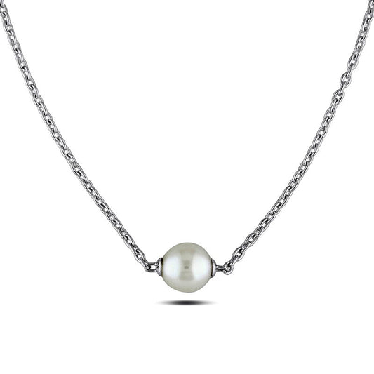 9.0 - 9.5mm Cultured Freshwater Pearl Necklace in Sterling Silver