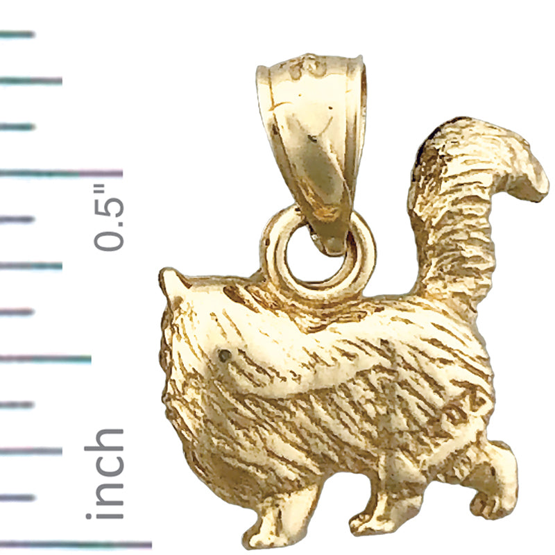 14K Gold 3D Long Hair Cat Charm