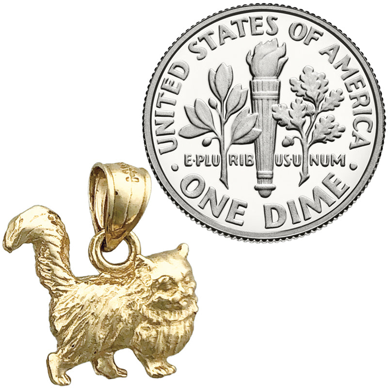 14K Gold 3D Long Hair Cat Charm