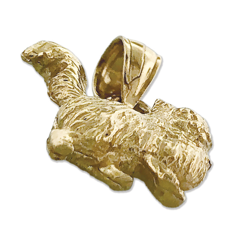 14K Gold 3D Long Hair Cat Charm