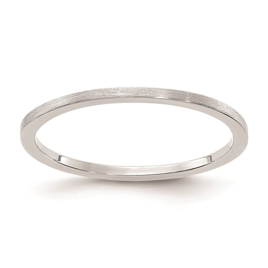 14K White Gold 1.2mm Flat Satin Stackable Men's / Ladies Wedding Band Ring