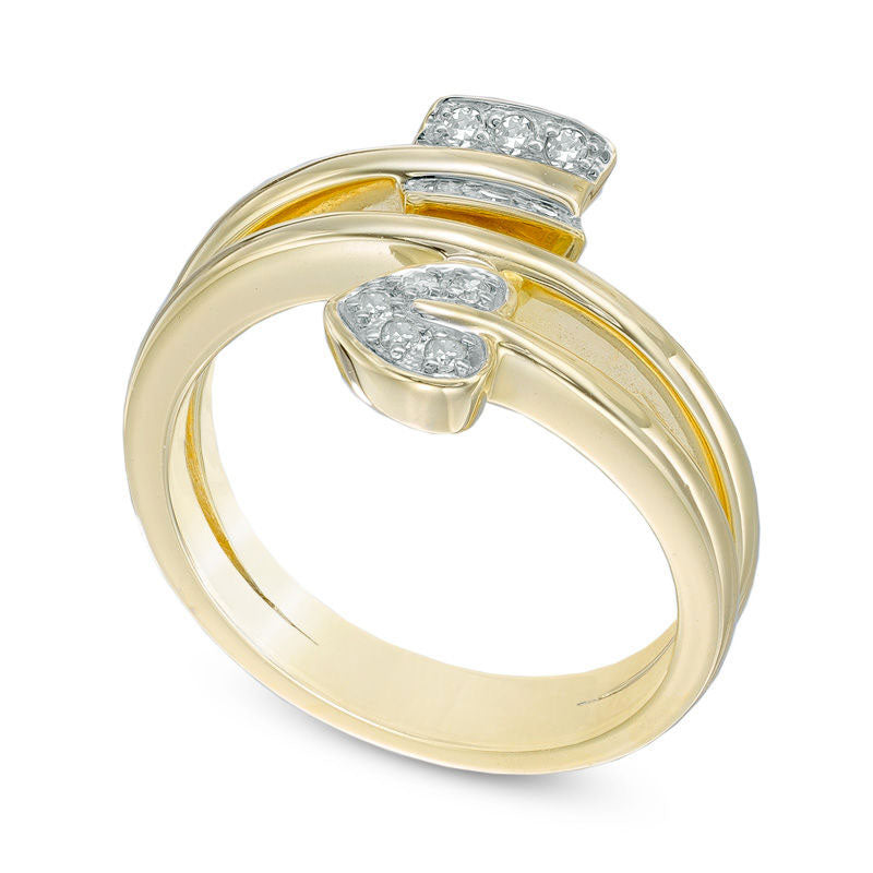 0.10 CT. T.W. Natural Diamond Arrow Ring in Sterling Silver and Solid 14K Gold Plate