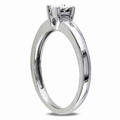 0.13 CT. T.W. Quad Princess-Cut Natural Diamond Promise Ring in Sterling Silver