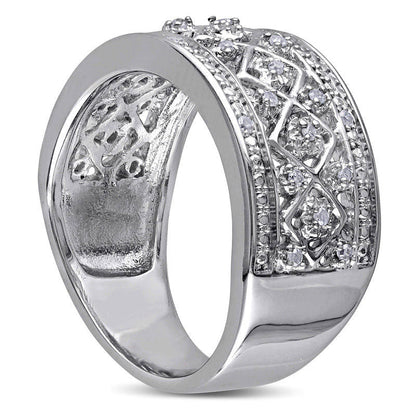 0.13 CT. T.W. Natural Diamond Quilt Pattern Ring in Sterling Silver