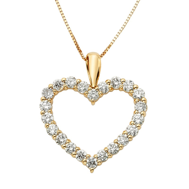 1 CT. T.W. Certified Natural Diamond Heart Outline Pendant in 14K Gold (I/I2)