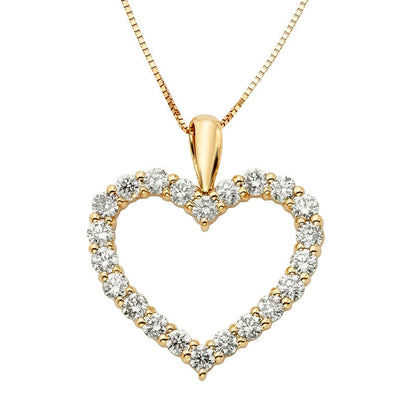 1 CT. T.W. Certified Natural Diamond Heart Outline Pendant in 14K Gold (I/I2)