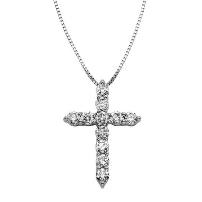 0.5 CT. T.W. Certified Natural Diamond Cross Pendant in 14K White Gold (I/I2)