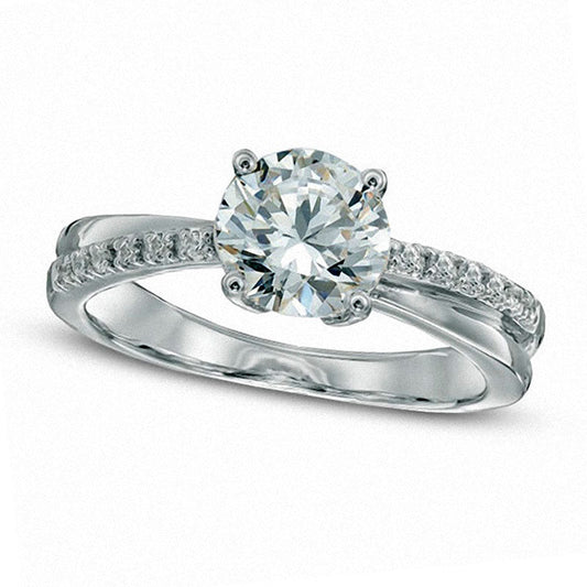 7.0mm Lab-Created White Sapphire Engagement Ring in Sterling Silver