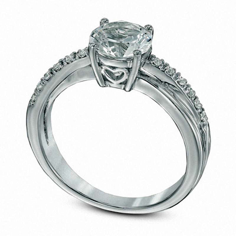 7.0mm Lab-Created White Sapphire Engagement Ring in Sterling Silver