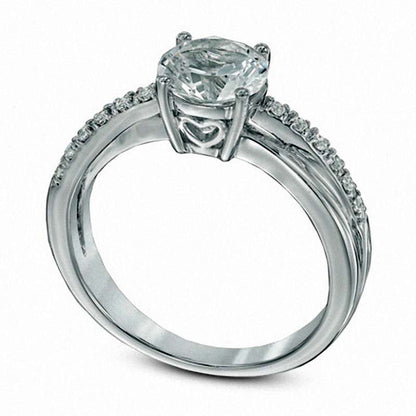 7.0mm Lab-Created White Sapphire Engagement Ring in Sterling Silver