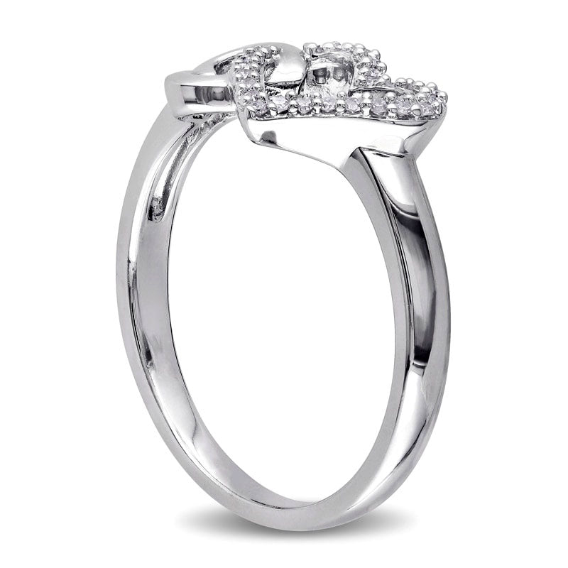 0.10 CT. T.W. Natural Diamond Double Heart Outline Ring in Sterling Silver