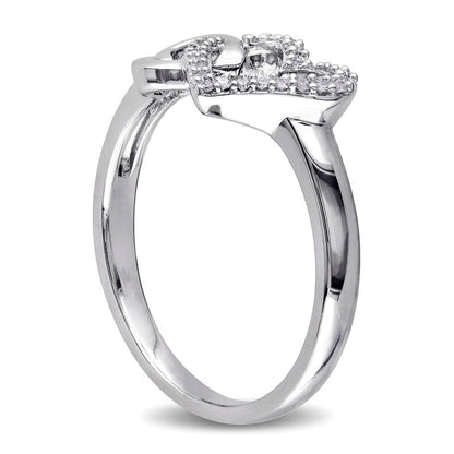0.10 CT. T.W. Natural Diamond Double Heart Outline Ring in Sterling Silver