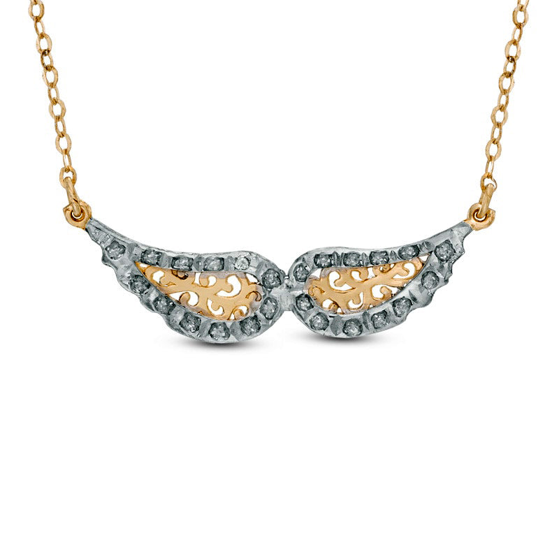 Natural Diamond FascinationÖ Wings Necklace in 14K Gold - 17