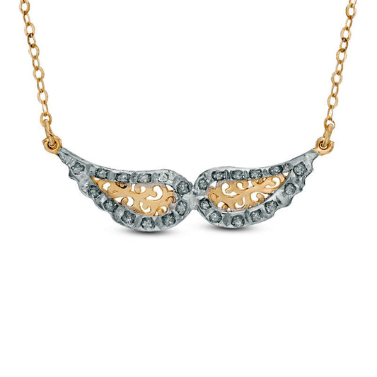 Natural Diamond FascinationÖ Wings Necklace in 14K Gold - 17