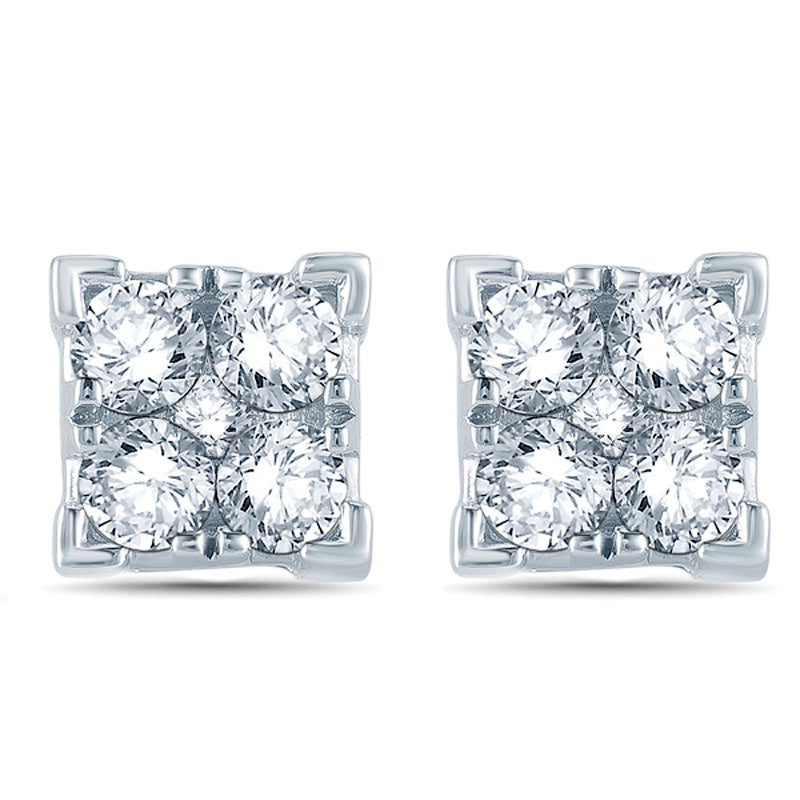 1 CT. T.W. Diamond Square Stud Earrings in 10K White Gold