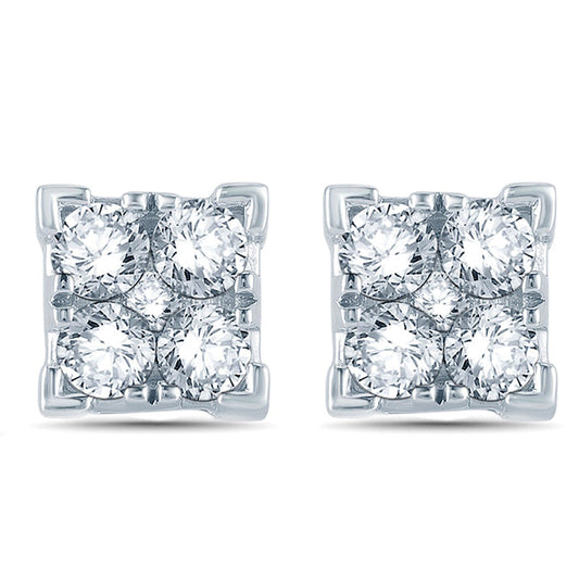 1 CT. T.W. Diamond Square Stud Earrings in 10K White Gold