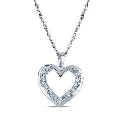 Natural Diamond Accent Heart Pendant in Sterling Silver