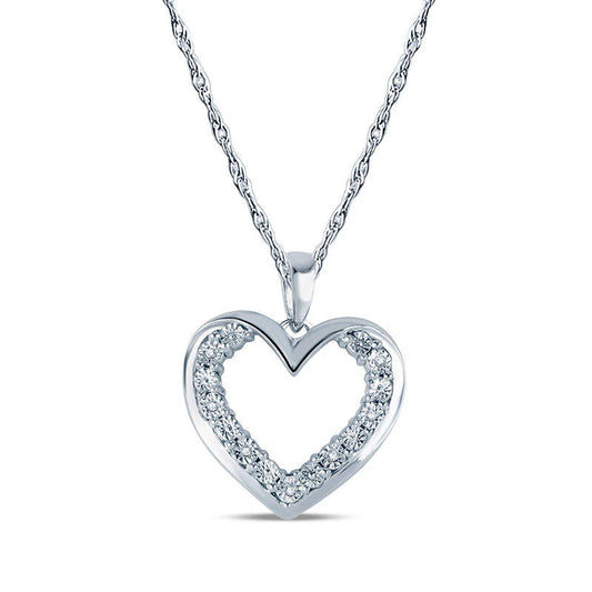 Natural Diamond Accent Heart Pendant in Sterling Silver