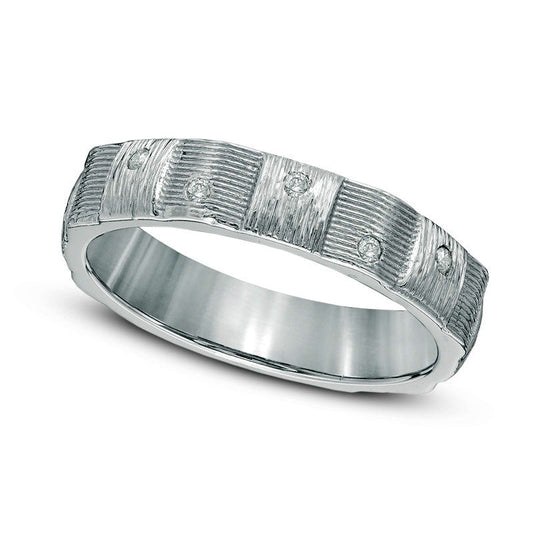 Natural Diamond Accent Weave Band in Solid 10K White Gold