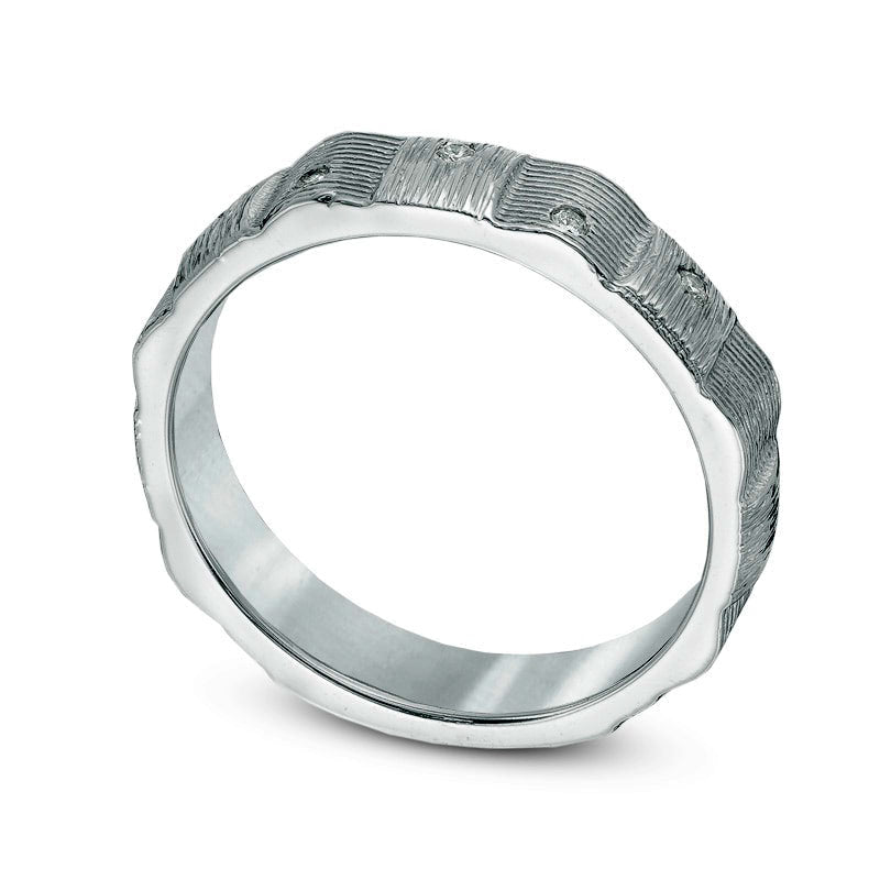 Natural Diamond Accent Weave Band in Solid 10K White Gold