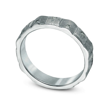 Natural Diamond Accent Weave Band in Solid 10K White Gold