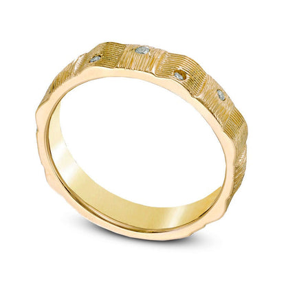 Natural Diamond Accent Weave Band in Solid 10K Yellow Gold