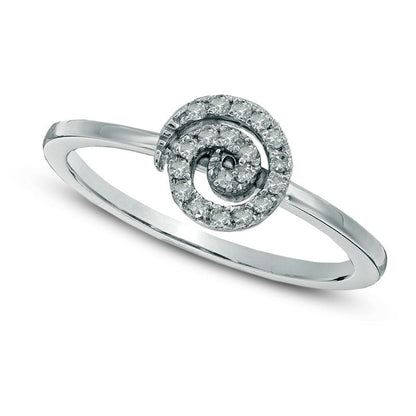 0.10 CT. T.W. Natural Diamond Spiral Ring in Solid 10K White Gold