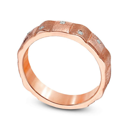 Natural Diamond Accent Weave Band in Solid 10K Rose Gold