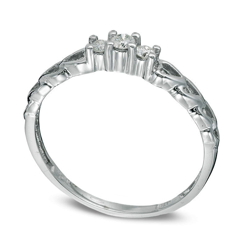 0.13 CT. T.W. Natural Diamond Heart Shank Promise Ring in Solid 10K White Gold