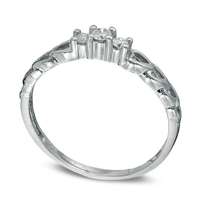 0.13 CT. T.W. Natural Diamond Heart Shank Promise Ring in Solid 10K White Gold