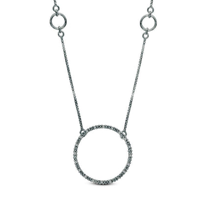 0.1 CT. T.W. Natural Diamond Circle Station Necklace in Sterling Silver - 17