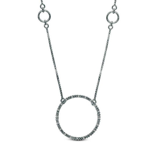 0.1 CT. T.W. Natural Diamond Circle Station Necklace in Sterling Silver - 17