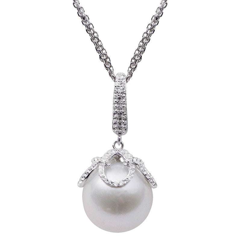 Windsor Pearls« 13.0 - 14.0mm Cultured Freshwater Pearl and White Topaz Pendant in Sterling Silver