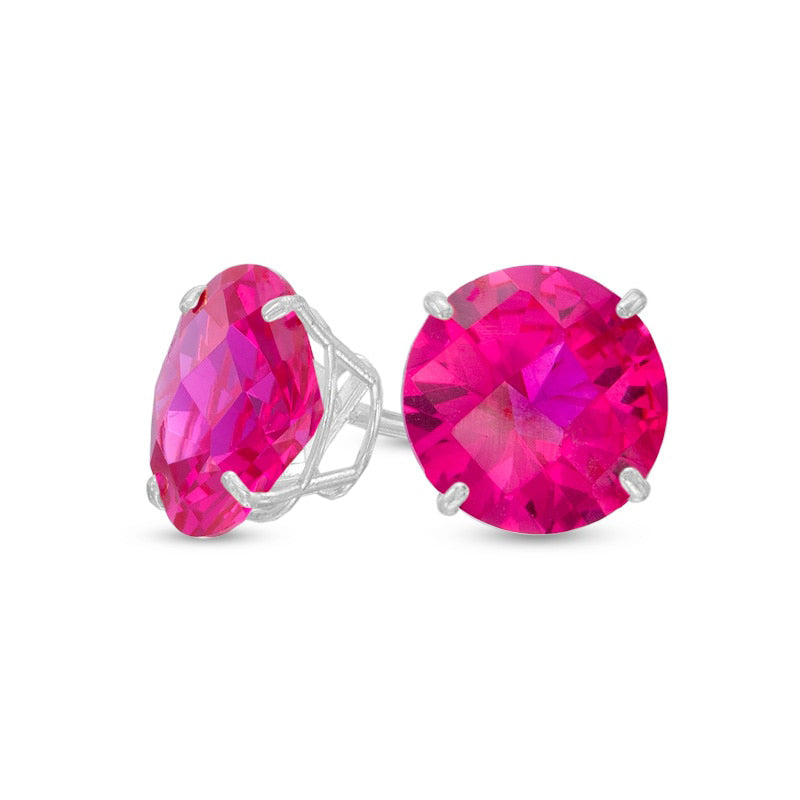 8.0mm Lab-Created Ruby Stud Earrings in 10K White Gold