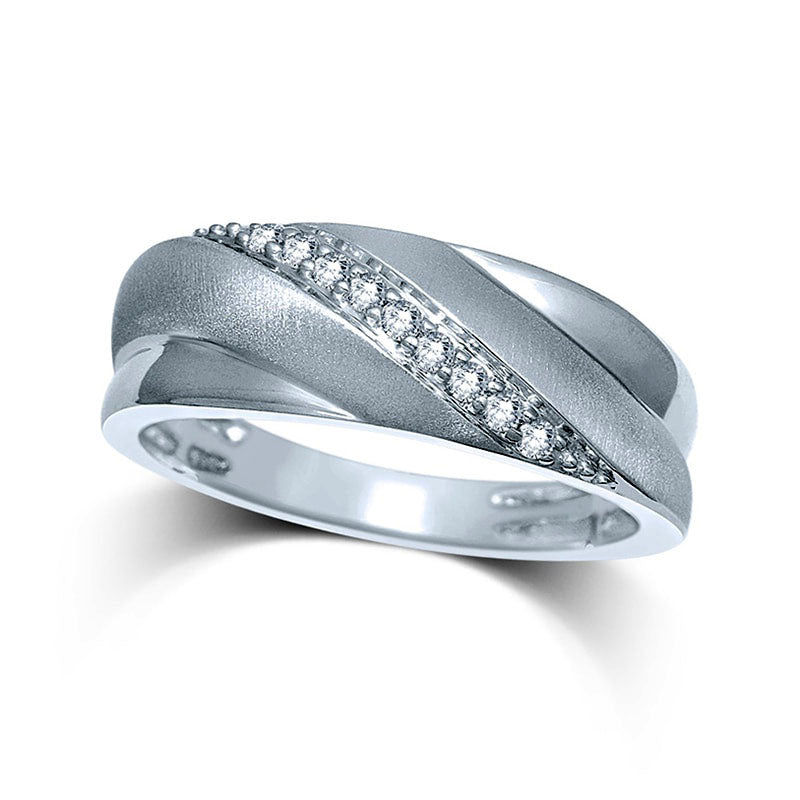 Men's 0.13 CT. T.W. Natural Diamond Slant Anniversary Band in Solid 10K White Gold