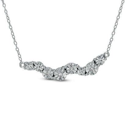 Natural Diamond Accent Wavy Line Necklace in Sterling Silver