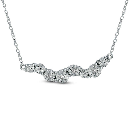 Natural Diamond Accent Wavy Line Necklace in Sterling Silver
