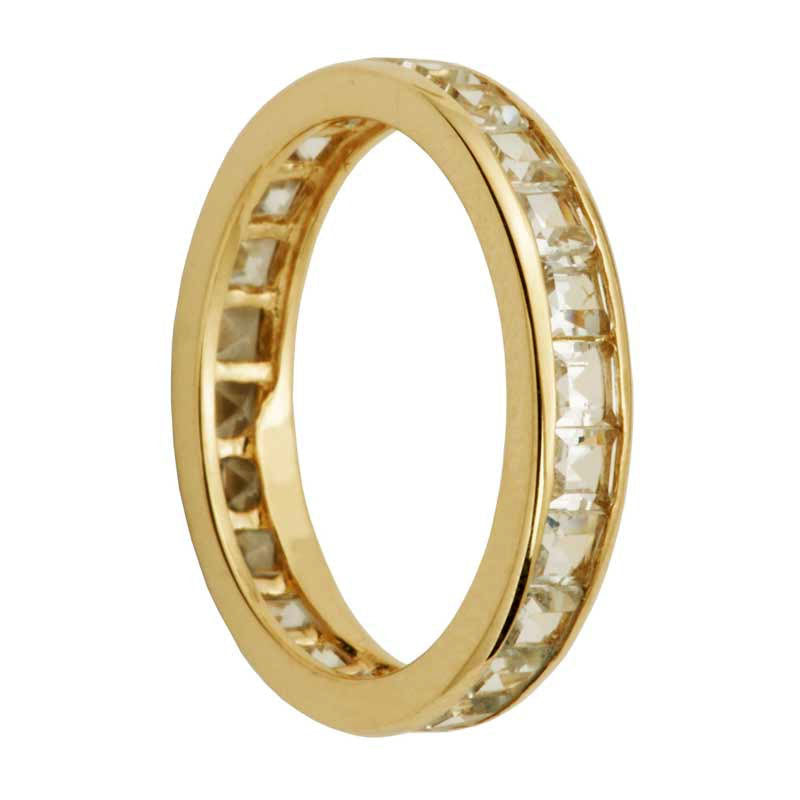 Princess-Cut White Topaz Eternity Band in Solid 10K Yellow Gold