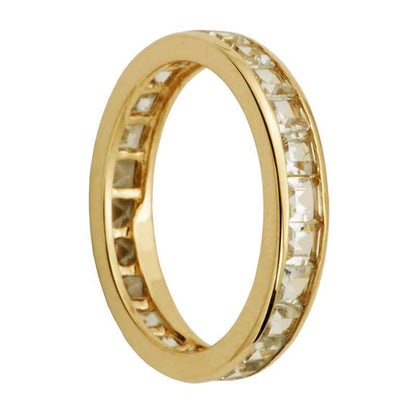 Princess-Cut White Topaz Eternity Band in Solid 10K Yellow Gold
