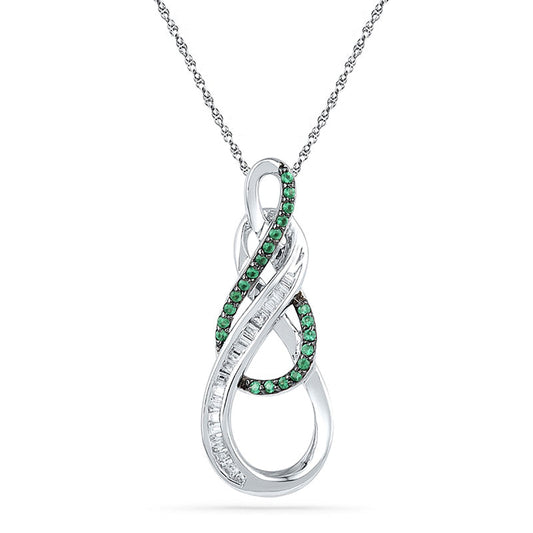 0.25 CT. T.W. Enhanced Green and White Natural Diamond Double Infinity Pendant in Sterling Silver