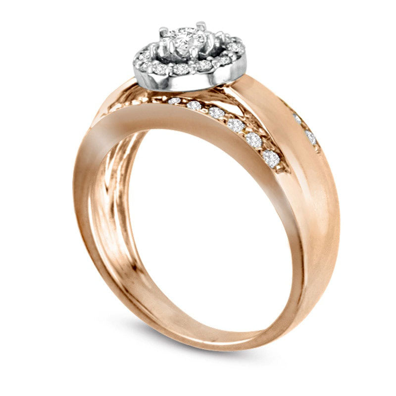 0.63 CT. T.W. Natural Diamond Frame Engagement Ring in Solid 14K Two-Tone Gold