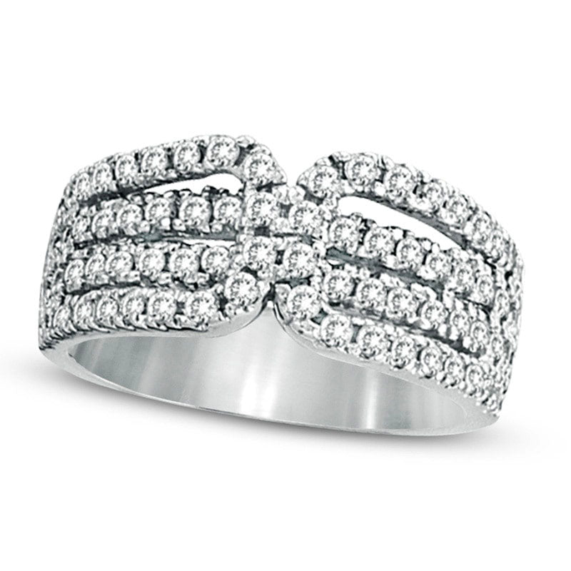 1.0 CT. T.W. Natural Diamond Multi-Row Band in Solid 14K White Gold