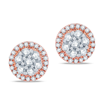 0.33 CT. T.W. Diamond Frame Cluster Stud Earrings in 10K Rose Gold