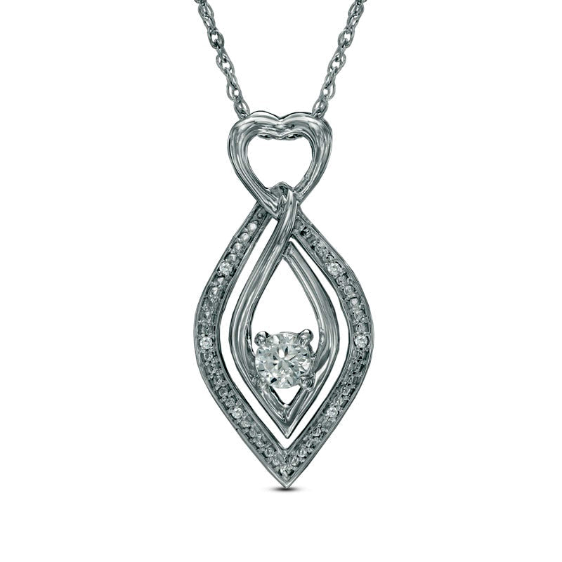 5.0mm Lab-Created White Sapphire and Diamond Accent Kite-Shaped with Heart Pendant in Sterling Silver