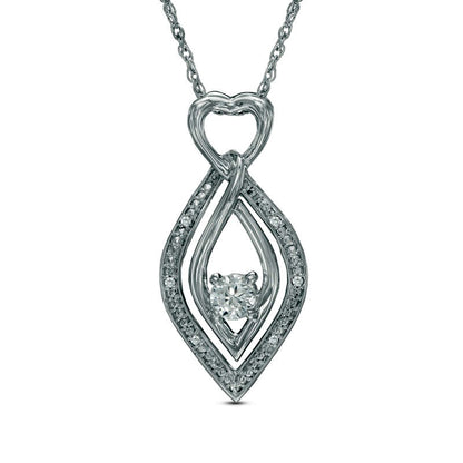 5.0mm Lab-Created White Sapphire and Diamond Accent Kite-Shaped with Heart Pendant in Sterling Silver