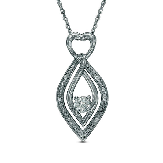 5.0mm Lab-Created White Sapphire and Diamond Accent Kite-Shaped with Heart Pendant in Sterling Silver