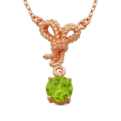 6.0mm Peridot Rope Knot Necklace in Sterling Silver with 18K Rose Gold Plate
