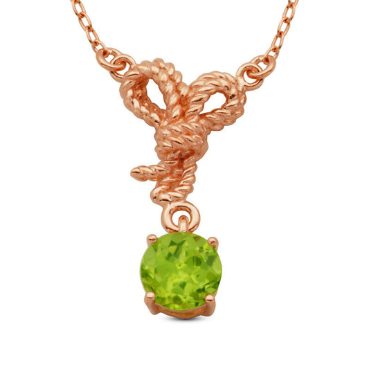 6.0mm Peridot Rope Knot Necklace in Sterling Silver with 18K Rose Gold Plate