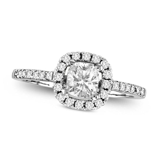 1.0 CT. T.W. Radiant-Cut Natural Diamond Frame Engagement Ring in Solid 14K White Gold