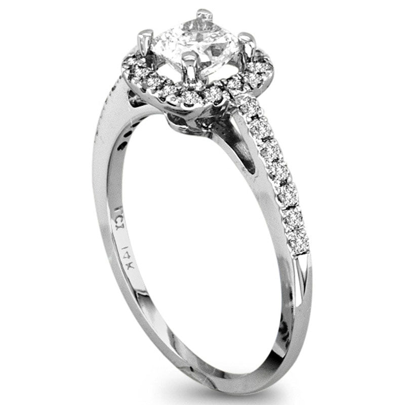 1.0 CT. T.W. Radiant-Cut Natural Diamond Frame Engagement Ring in Solid 14K White Gold